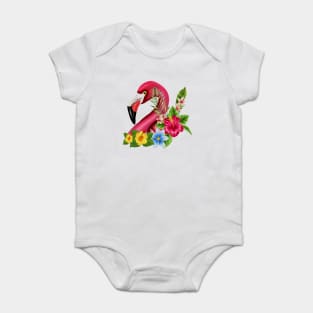 Flamingo Floral Tropical Design Baby Bodysuit